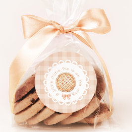 Eine kleine Süsse Pie Gingham Bow Babydusche Runder Aufkleber