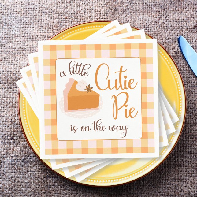 Eine kleine Süsse Pie Gingham Fall Baby Dusche Serviette (Cutie Pie Gingham Fall Baby Shower Napkins)