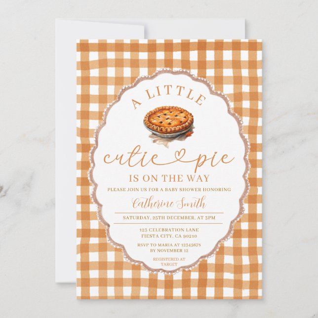 Eine kleine Süsse Pie ist auf dem Weg Baby Shower  Einladung (Vorderseite)
