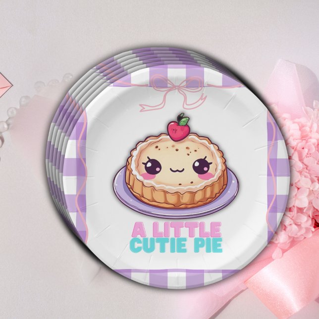 Eine kleine Süsse Pie Kawaii Lila Karierte Babydus Pappteller (Von Creator hochgeladen)