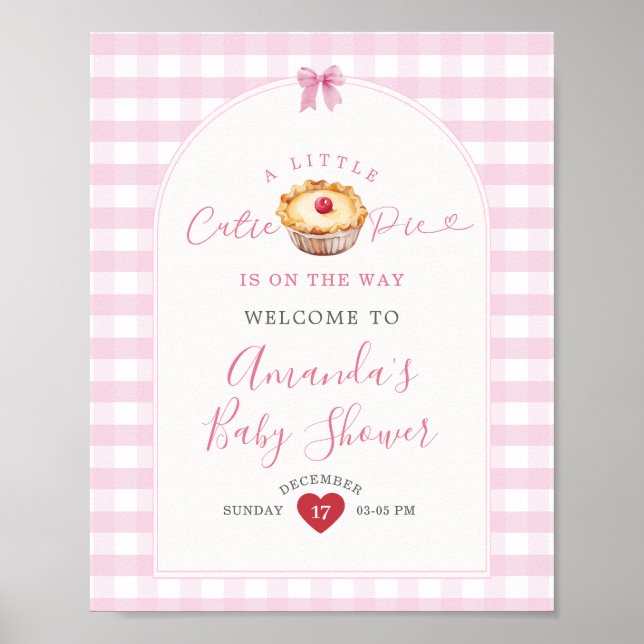 Eine kleine Süsse Pie Pink Kariert Cherry Begrüßun Poster (Vorne)