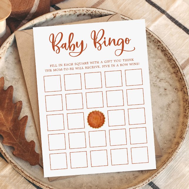 Eine kleine Süsse Pie Pumpkin Baby Dusche Bingo Ca Einladung (Von Creator hochgeladen)
