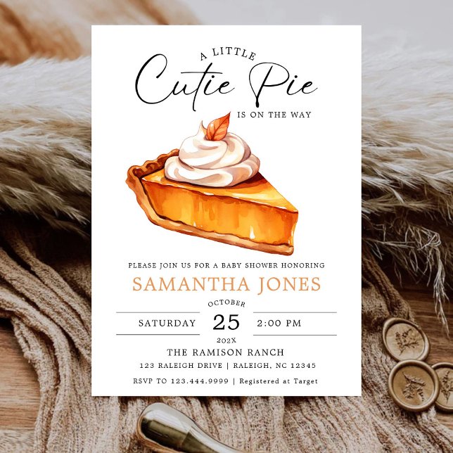 Eine kleine Süsse Pie Pumpkin Fall Baby Dusche Einladung (Von Creator hochgeladen)
