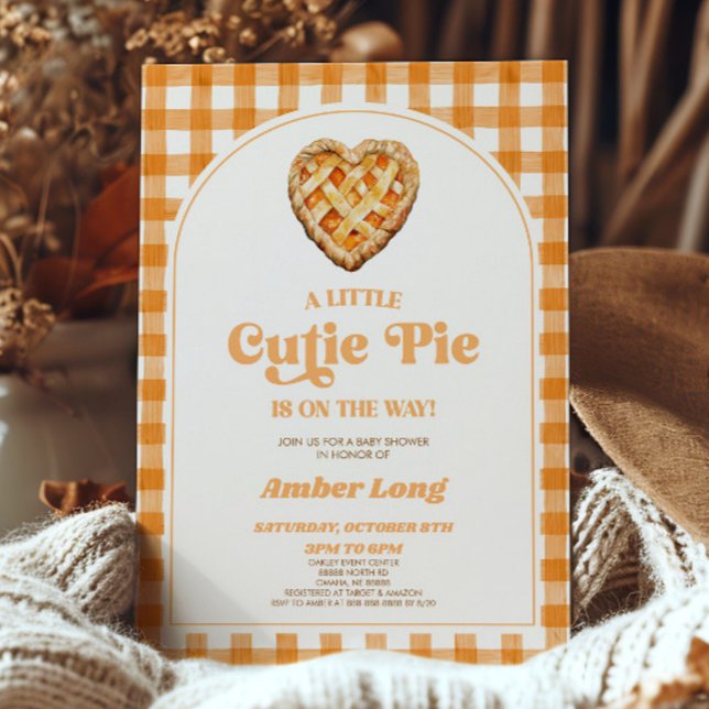 Eine kleine Süsse Pie Retro Heart Pie Baby Dusche Einladung (Von Creator hochgeladen)