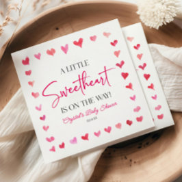 Eine kleine süße Red Pink Hearts Baby Dusche Serviette