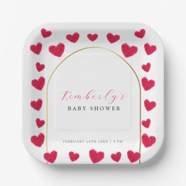 Eine kleine Sweetheart Arch Valentines Baby Dusche Pappteller (Vorderseite)