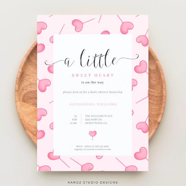 Eine kleine Sweetheart Girl Shower Einladung (Baby Shower invite shown in 5x7 size. Personalize and choose corner style and paper before checkout.)