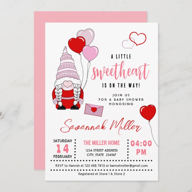 Eine kleine Sweetheart Gnome Babydusche Einladung (Vorne/Hinten)