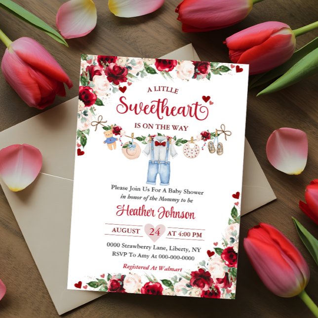Eine kleine Sweetheart Valentine Boy Baby Dusche Einladung (Von Creator hochgeladen)