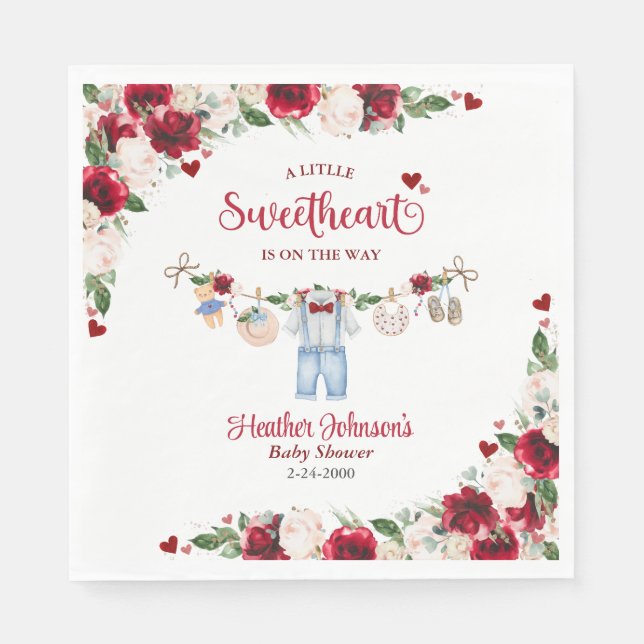 Eine kleine Sweetheart Valentine Boy Baby Dusche Serviette (Vorderseite)