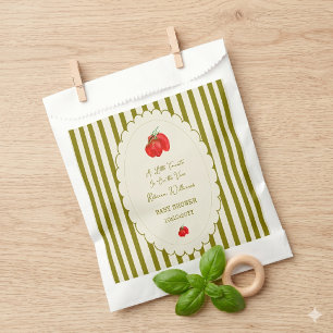 Eine kleine Tomate hängt am Weinstock - Babyparty Geschenktütchen