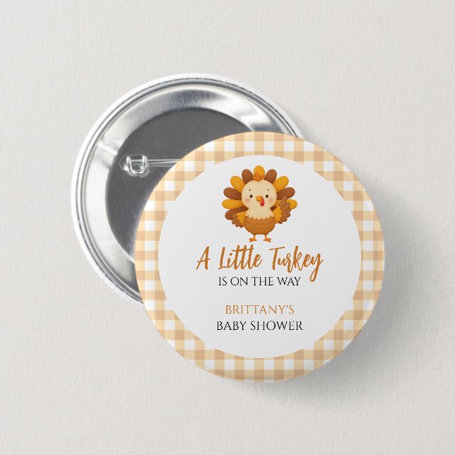 Eine kleine Truthahn-Baby-Party zum Erntedankfest Button (Vorne & Hinten)