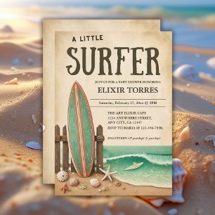 Eine kleine Vintage Babydusche für Surfer Einladung