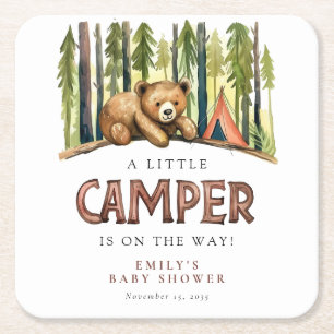 Eine kleine Waldcamping-Babyparty Rechteckiger Pappuntersetzer