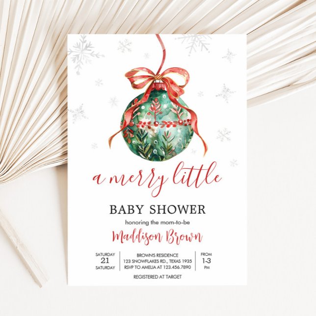 Eine kleine Weihnachtsdusche Einladung (Merry Little Christmas Ornaments Baby Shower Invitation
)