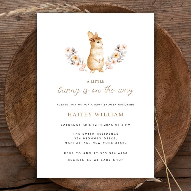 Eine kleine Whimsical Wildblume Babydusche Einladung (A Little Whimsical Bunny Wildflower Baby Shower Invitation)