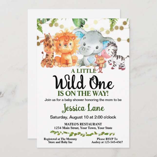 Eine kleine Wild One Baby Dusche Einladung (Vorne/Hinten)