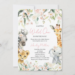 Eine kleine Wild One Girl Jungle Babydusche Einladung