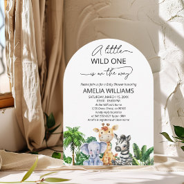 Eine kleine Wild One Jungle Safari Baby Dusche Einladung