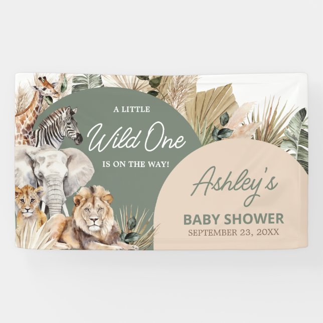 Eine kleine Wild One Safari Animals Kinderdusche Banner (Horizontal)