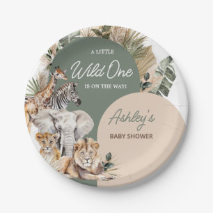 Eine kleine Wild One Safari Animals Kinderdusche Pappteller
