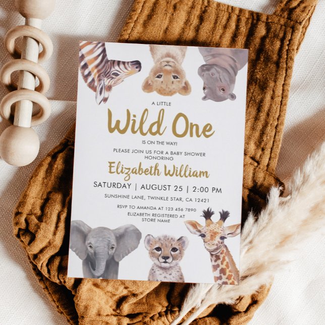 Eine kleine Wild One Safari Baby Animals Baby Dusc Einladung (Von Creator hochgeladen)