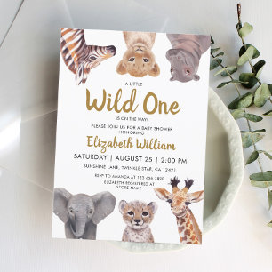 Eine kleine Wild One Safari Baby Animals Baby Dusc Einladung
