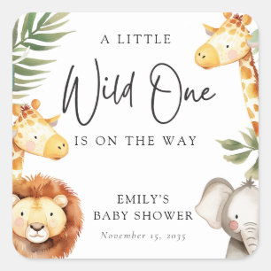 Eine kleine Wild One Safari Babydusche Quadratischer Aufkleber