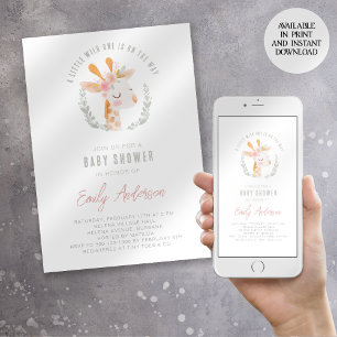 Eine kleine Wild One Safari Zoo Giraffe Kinderdusc Einladung