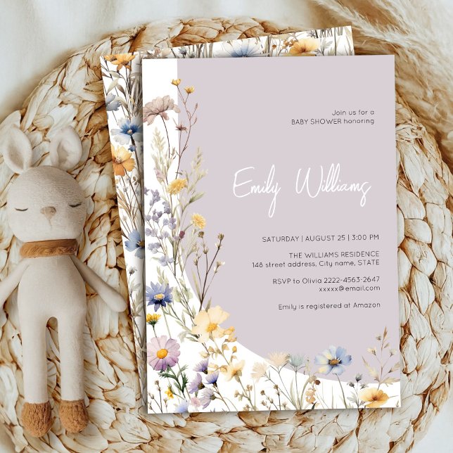 Eine kleine Wildblume Baby Dusche Einladung (Wildflower meadow rustic boho baby shower girl invitation )