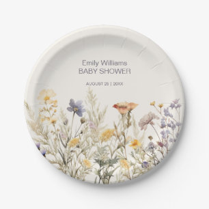 Eine kleine Wildblume Baby Dusche Einladung Pappteller
