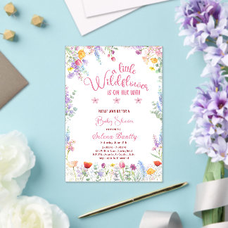 Eine kleine Wildblume Baby Girl Dusche pink Acryleinladungen