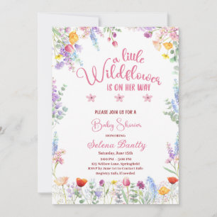 Eine kleine Wildblume Baby Girl Dusche pink Einladung