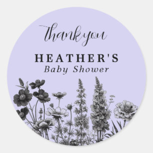 Eine kleine Wildblume Babydusche danke Ihnen Aufkl Runder Aufkleber