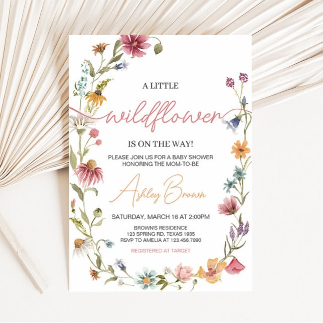 Eine kleine Wildblume Babydusche Einladung (Wildflower is on the way Baby Shower Invitation)