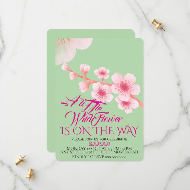 Eine kleine Wildblume Babydusche laden Sie ein Save The Date (Vorderseite/Rückseite Beispiel)