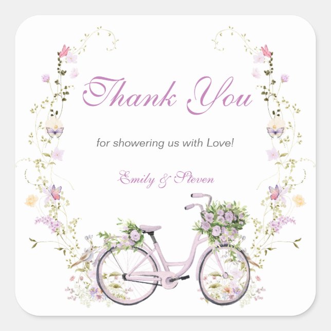 Eine kleine Wildblume Babydusche Quadratischer Aufkleber (Vorderseite)