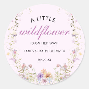 Eine kleine Wildblume Babydusche Runder Aufkleber