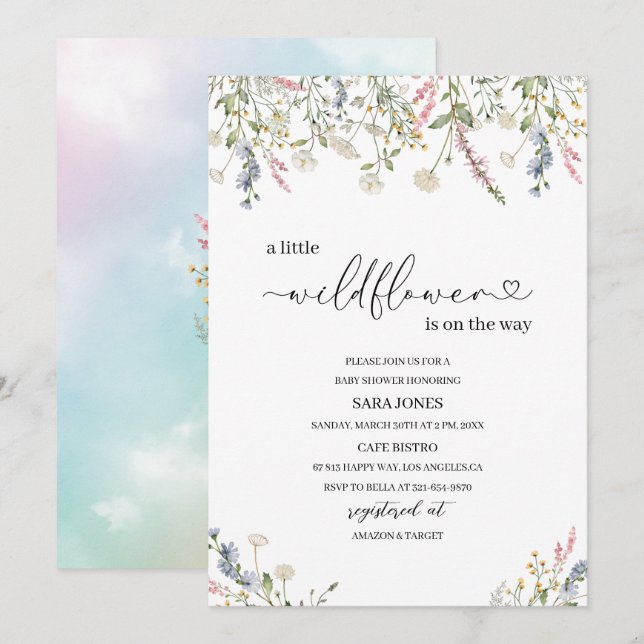 Eine kleine Wildblume befindet sich auf dem Weg zu Einladung (Vorne/Hinten)