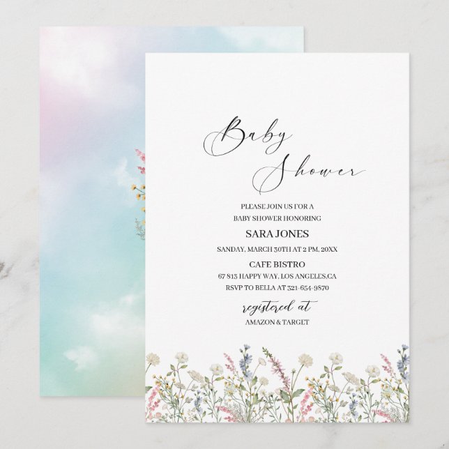 Eine kleine Wildblume befindet sich auf dem Weg zu Einladung (Vorne/Hinten)