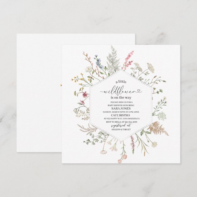 Eine kleine Wildblume befindet sich auf dem Weg zu Einladung (Vorne/Hinten)