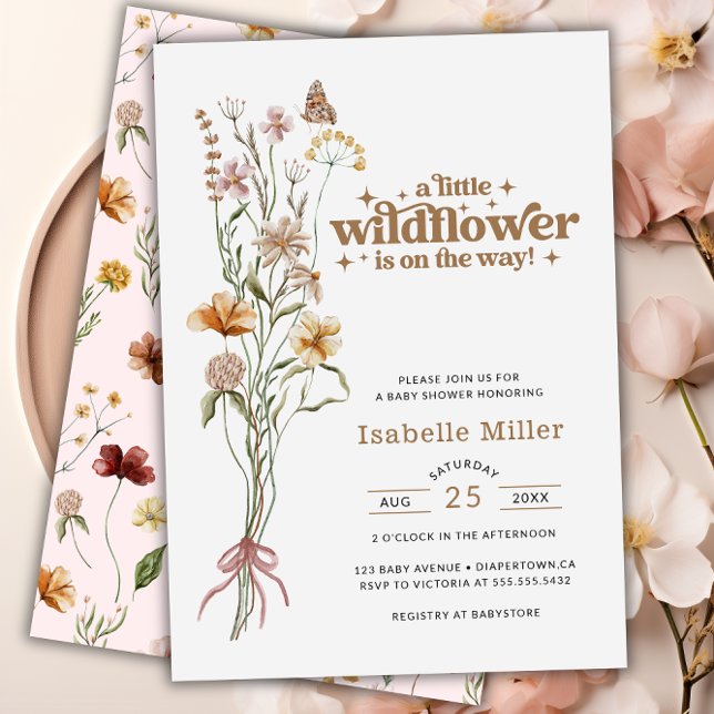 Eine kleine Wildblume Blumenspül-Babydusche Einladung (A Little Wildflower Floral Girl Baby Shower Invitation)
