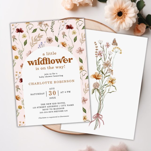 Eine kleine Wildblume Blumenspül-Babydusche Einladung (A Little Wildflower Floral Girl Baby Shower Invitation)