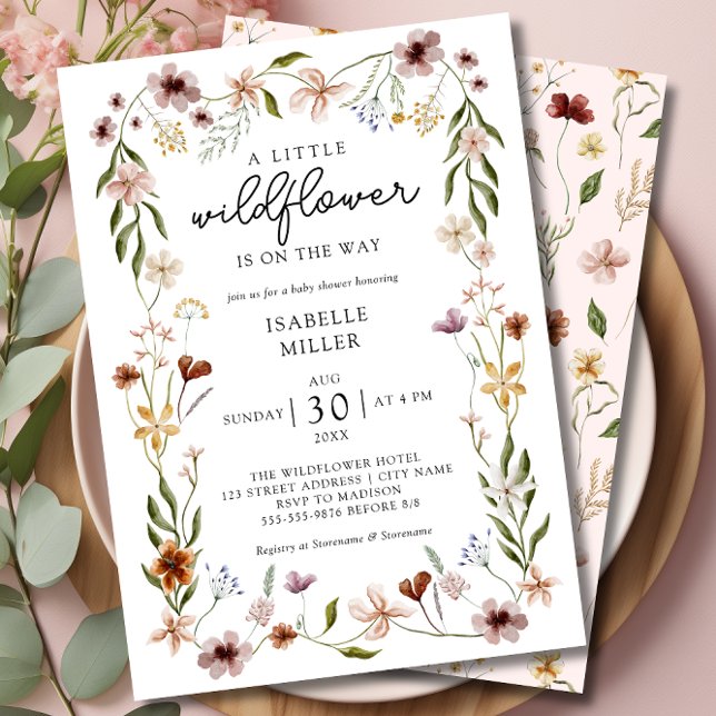 Eine kleine Wildblume Blumenspül-Babydusche Einladung (A Little Wildflower Floral Girl Baby Shower Invitation)
