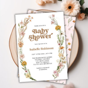 Eine kleine Wildblume Boho Chic Girl Babydusche Einladung