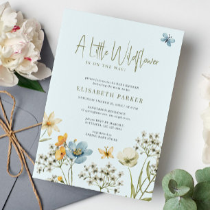 Eine kleine Wildblume Boho Feder Blütendusche Einladung