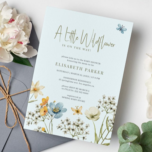 Eine kleine Wildblume Boho Feder Blütendusche Einladung (Von Creator hochgeladen)