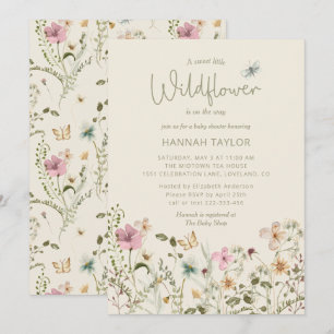 Eine kleine Wildblume Boho Girl Babydusche Einladung