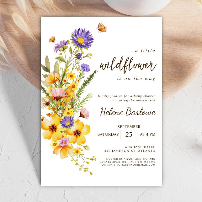 Eine kleine Wildblume Elegant Girl Baby Dusche Einladung (A Little Wildflower Elegant Girl Baby Shower Invitation)