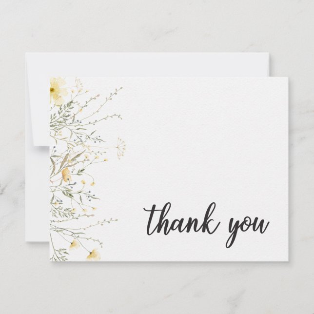 Eine kleine Wildblume gelbe Wasserfarbendusche Dankeskarte (Vorderseite)